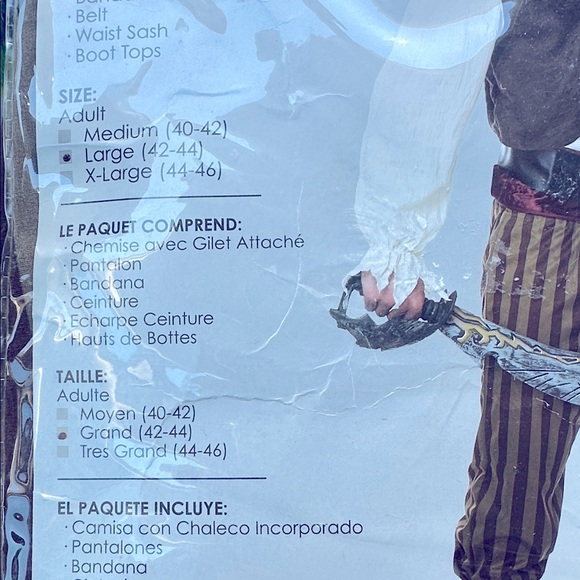 NWT Men's Rogue Pirate Costume adult Halloween costume size Large 42-44 - Picture 8 of 8